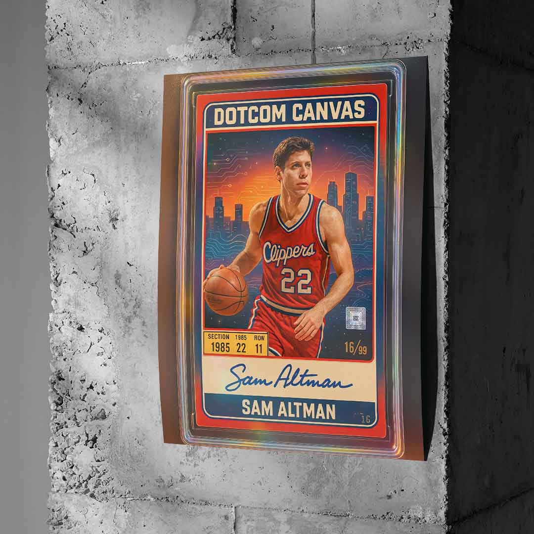 DOTCOMCANVAS Sam Altman Basketball Card Poster Wandmontage Beton-Wand