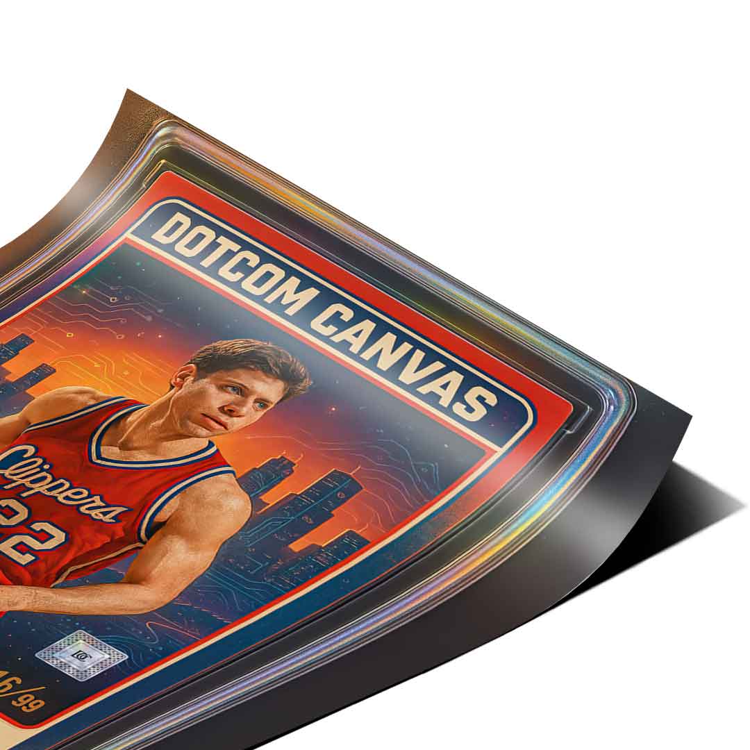 DOTCOMCANVAS Sam Altman Basketball Card Poster Eckdetailaufnahme zweite Ecke