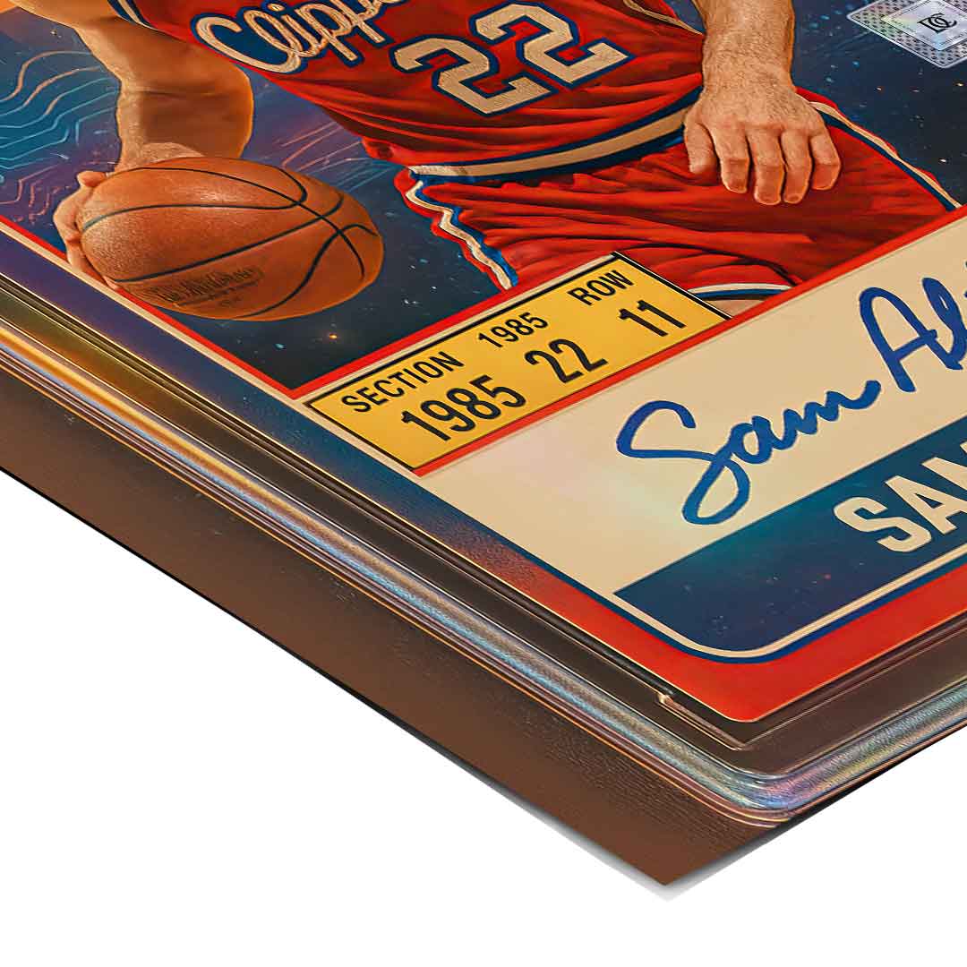 DOTCOMCANVAS Sam Altman Basketball Card Poster Eckdetailaufnahme Ecke