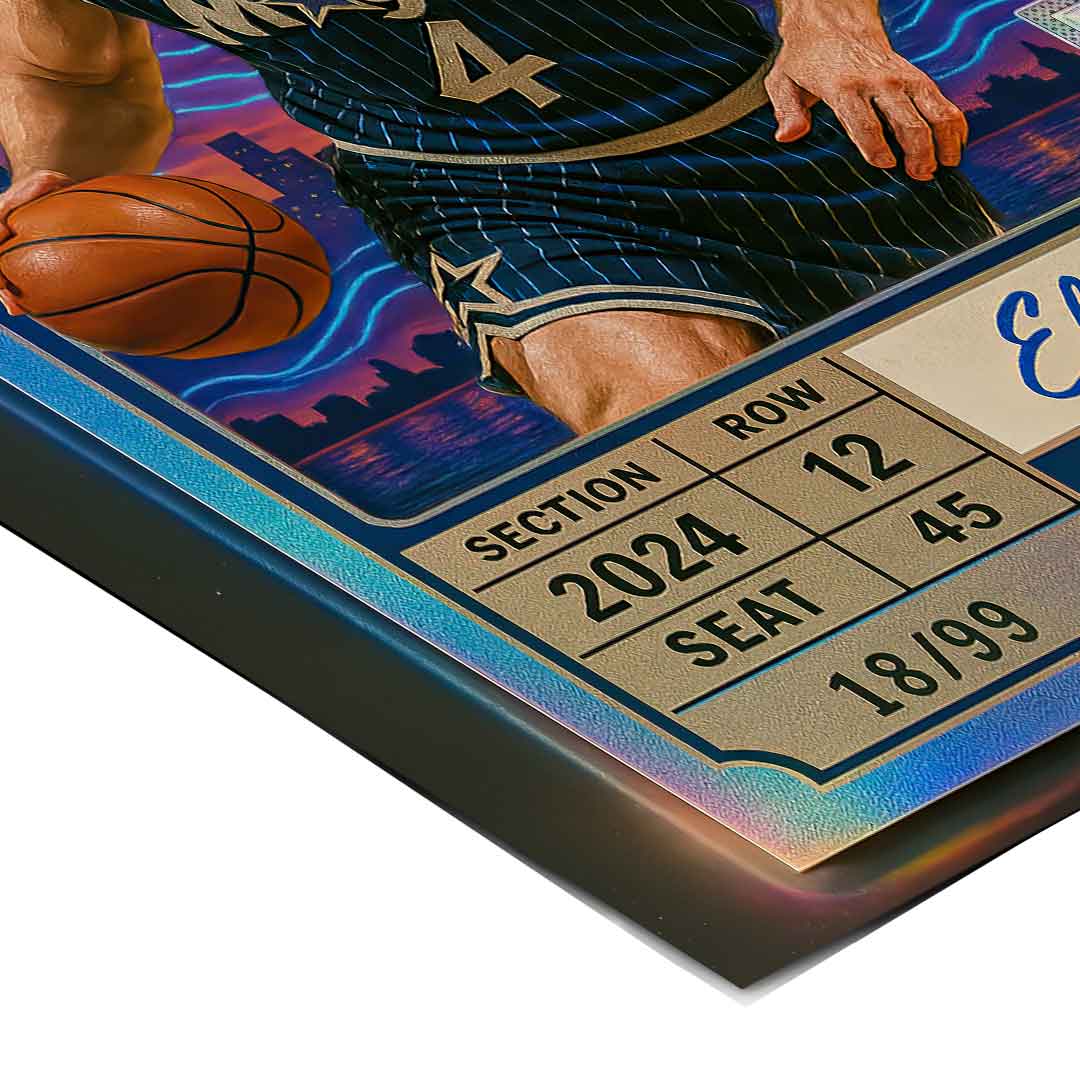 DOTCOMCANVAS Elon Musk Basketball Card Poster Ecken-Detail