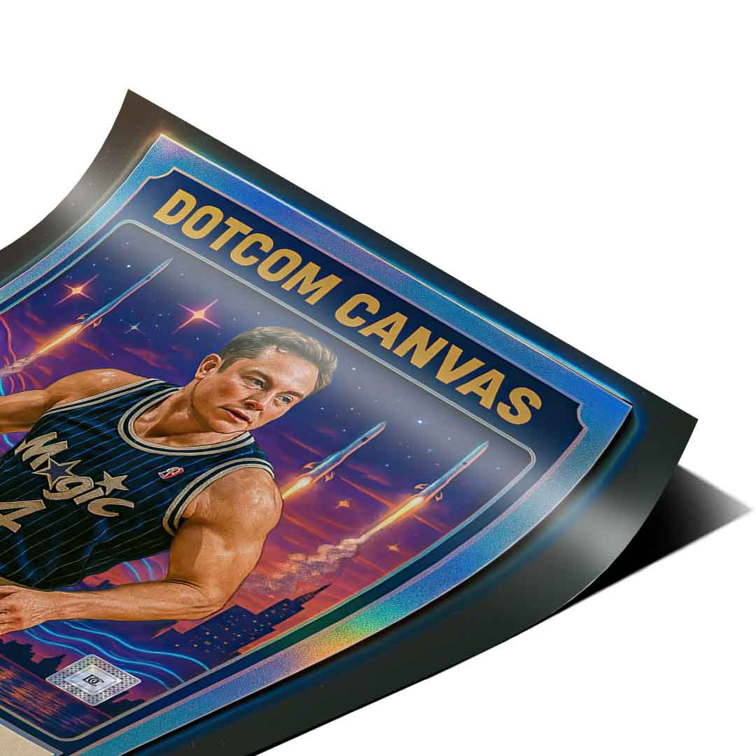 DOTCOMCANVAS Elon Musk Basketball Card Poster Ecken-Detail