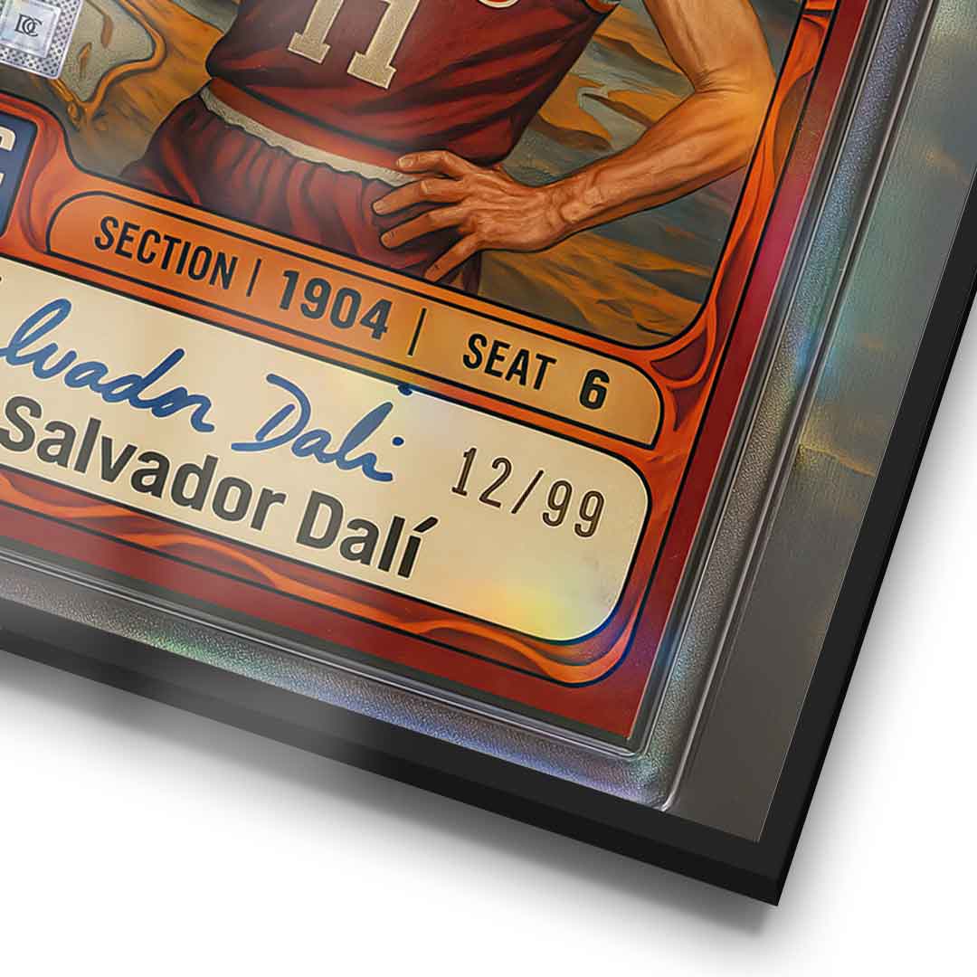 DOTCOMCANVAS® Salvador Dali Basketball Card Poster – Detailaufnahme gerahmt