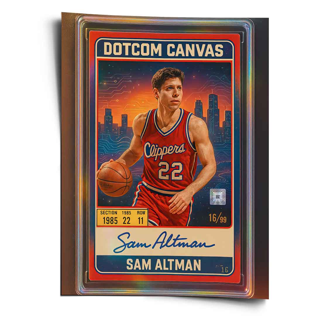 DOTCOMCANVAS Sam Altman Basketball Card Poster Frontansicht Hochformat
