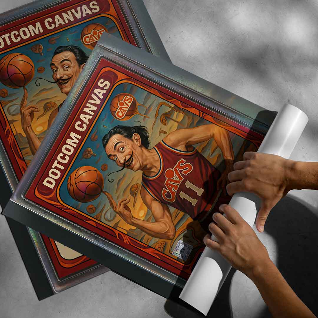 DOTCOMCANVAS® Salvador Dali Basketball Card Poster – aufgerollte Darstellung