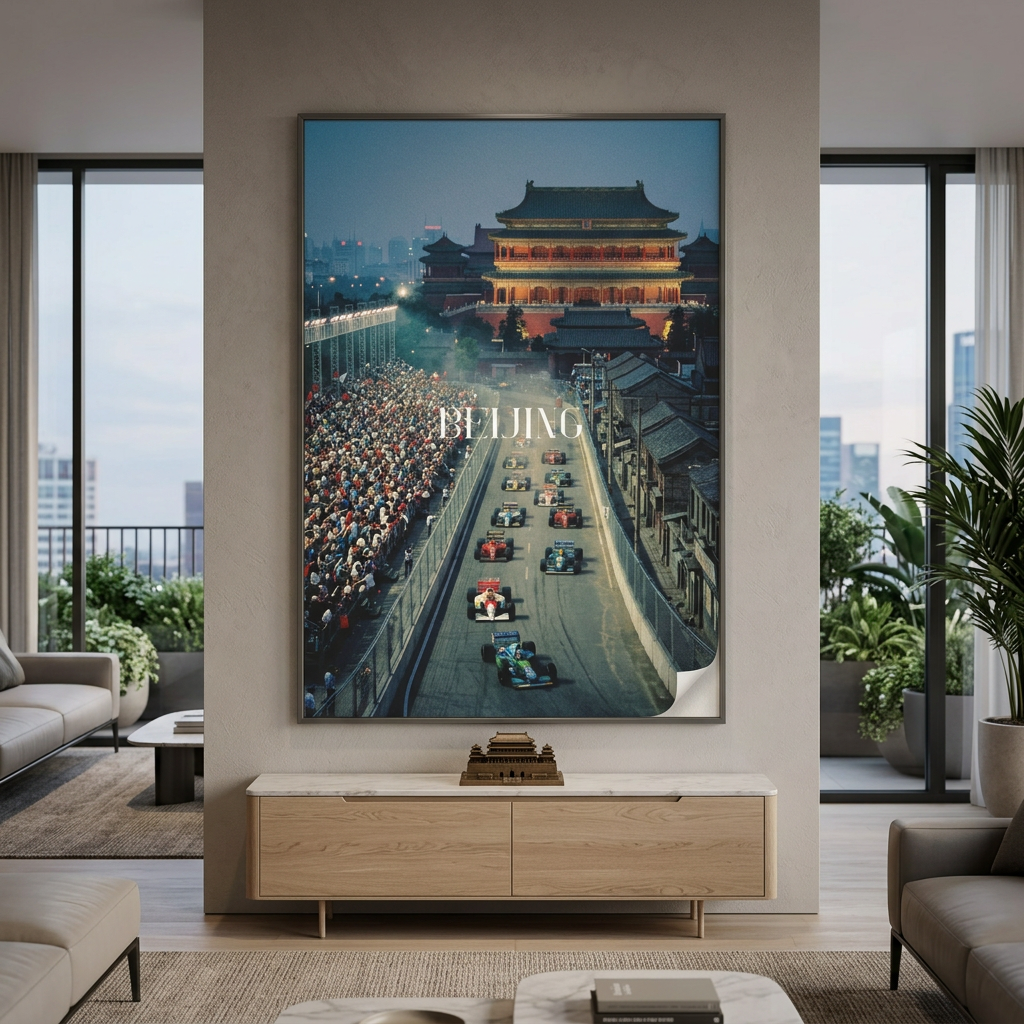 Beijing F1 Poster - Raum-Mockup