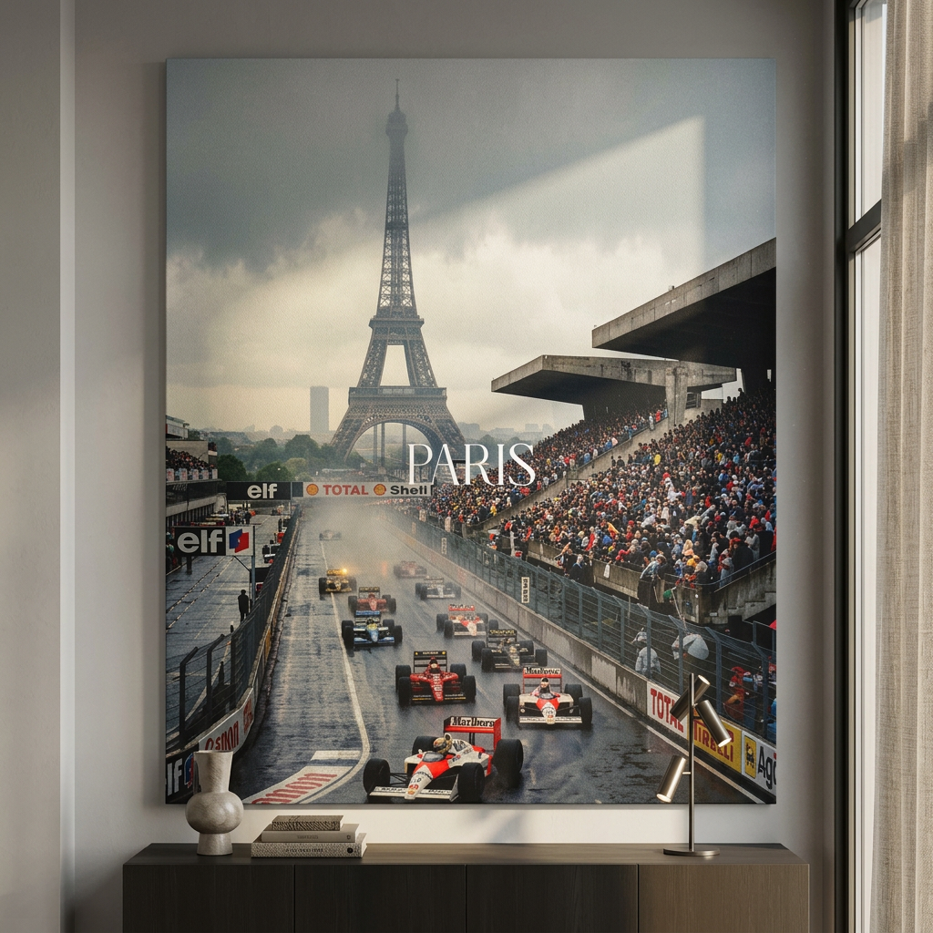 Paris F1 Leinwandbild im Raum