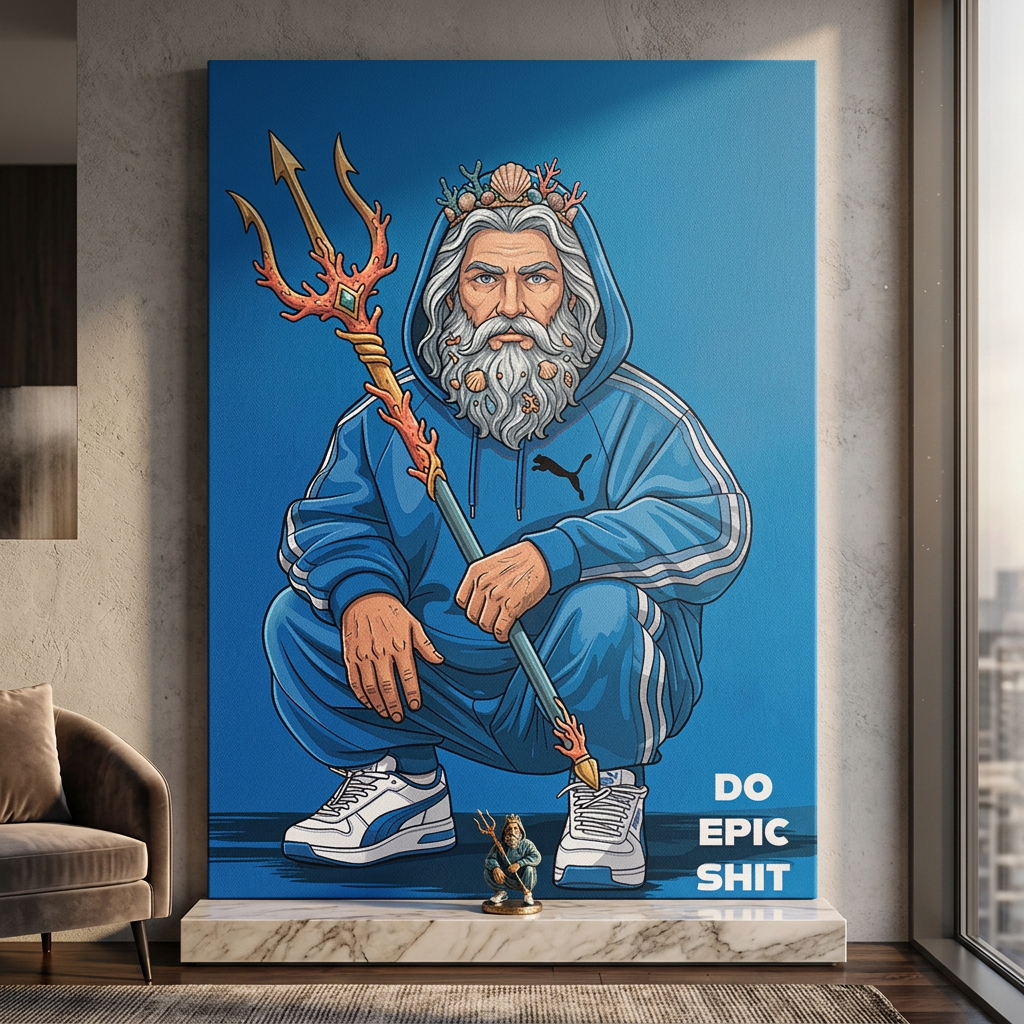 Poseidon Swag Leinwandbild Raumansicht