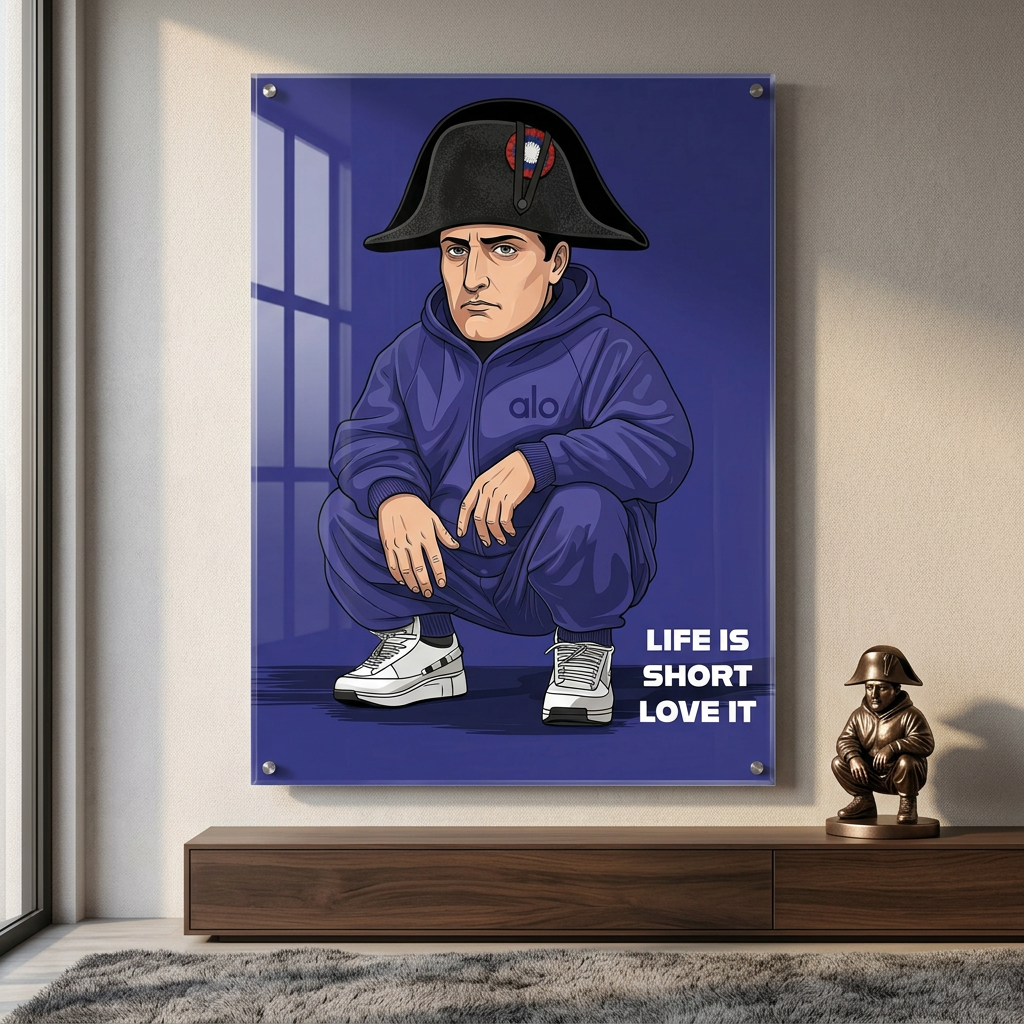 Napoleon Swag Acrylglasbild im Wohnzimmer Raumansicht