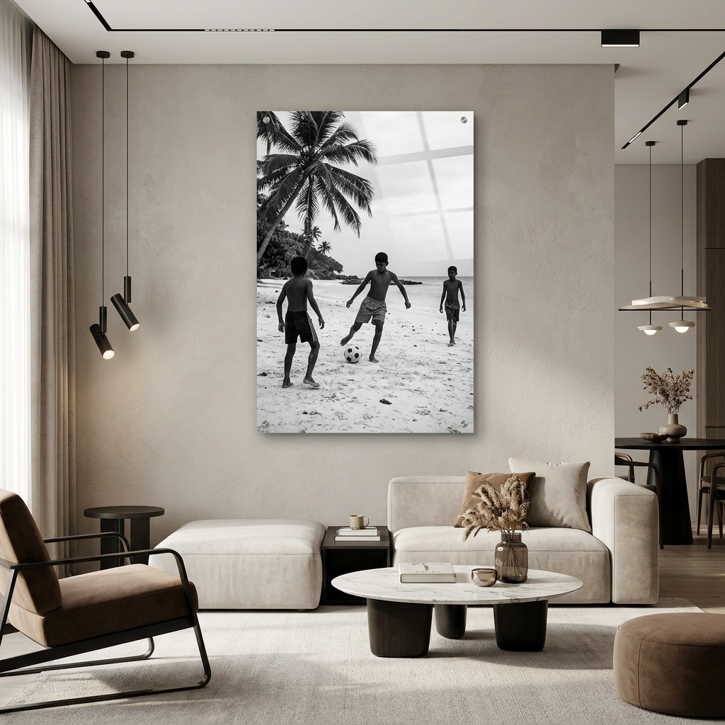 Dream Football Acryl Schwarzweiß Raum-Mockup