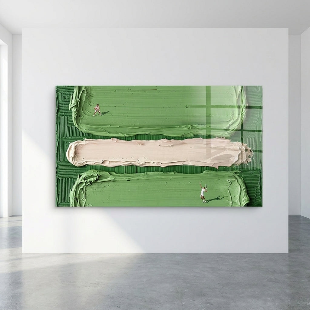 DOTCOMCANVAS Play Tennis Acrylglasbild Raumansicht Wohnambiente