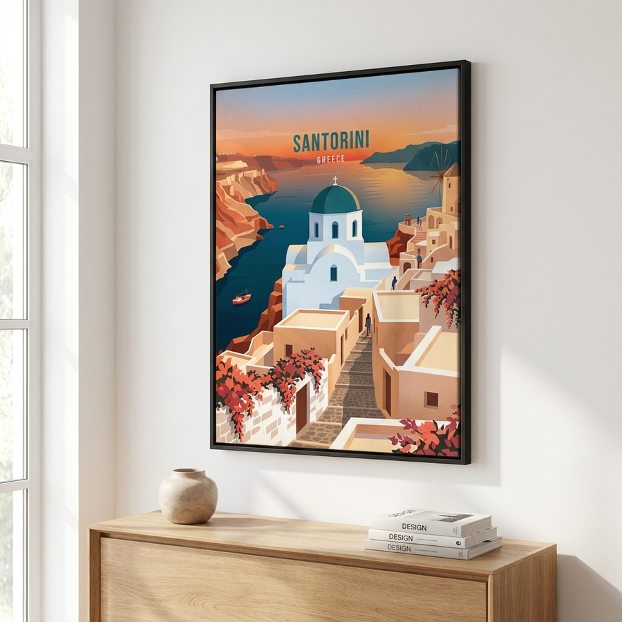 DOTCOMCANVAS® Santorini Leinwandbild im Wohnraum