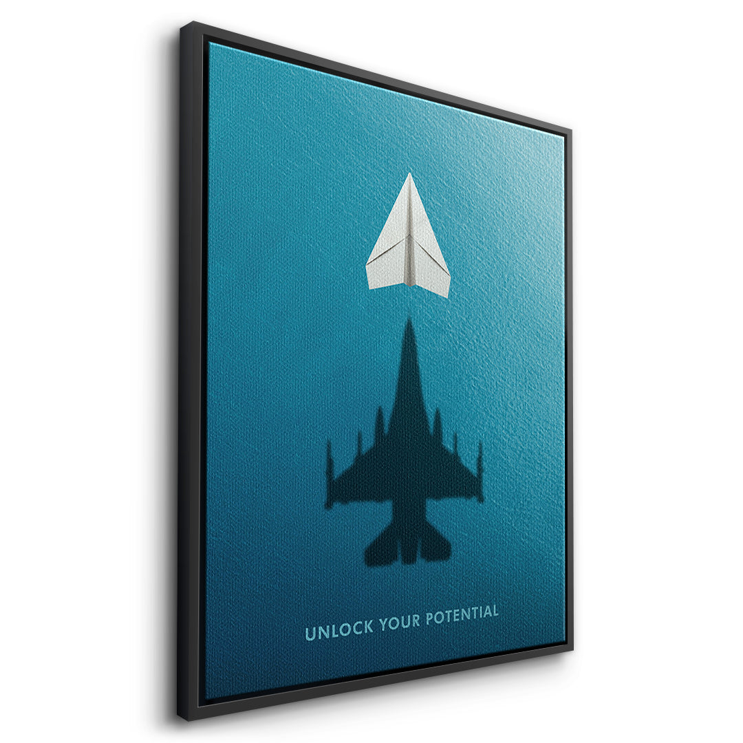 DOTCOMCANVAS Unlock Your Potential Leinwandbild Seitenansicht schwarzer Rahmen