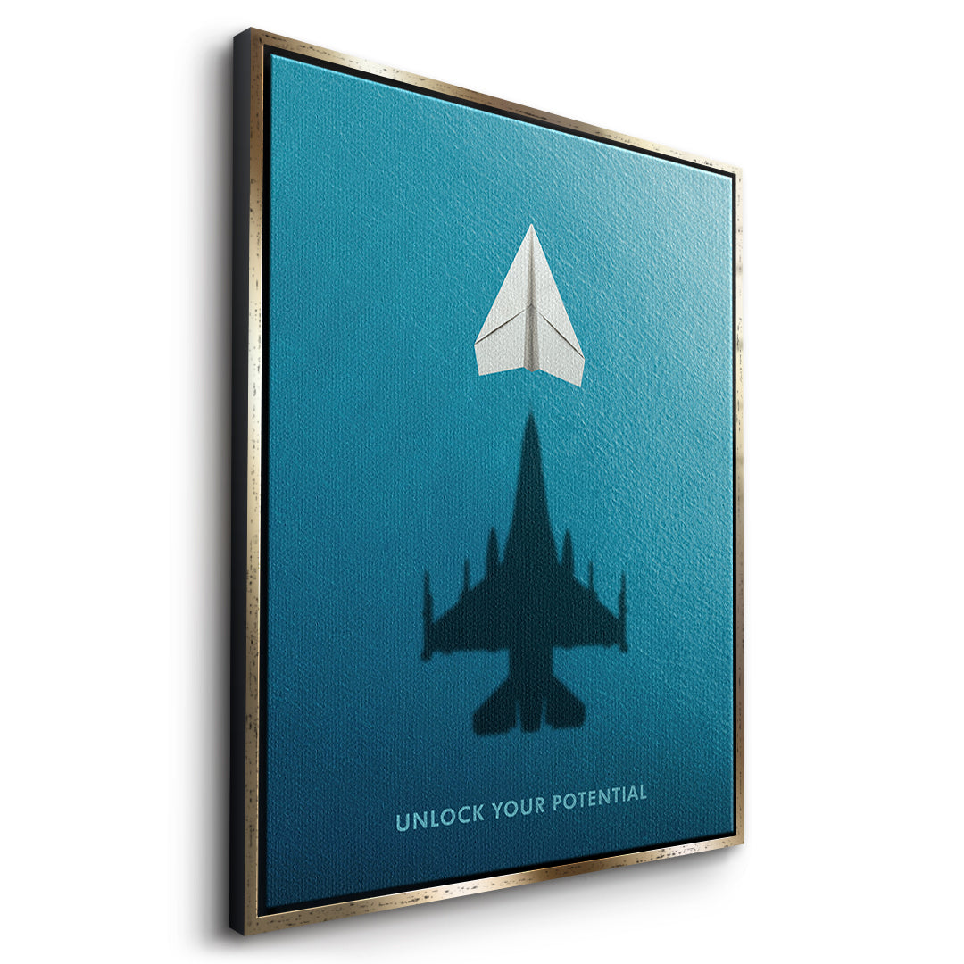 DOTCOMCANVAS Unlock Your Potential Leinwandbild Seitenansicht goldener Rahmen