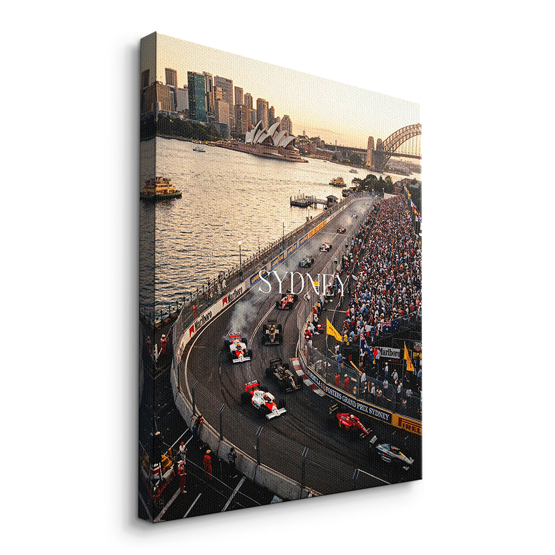 Sydney F1 Leinwandbild – Seitenansicht ohne Rahmen