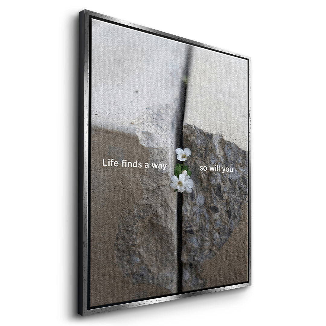 DOTCOMCANVAS Life finds a way Leinwandbild Seitenansicht silberner Rahmen