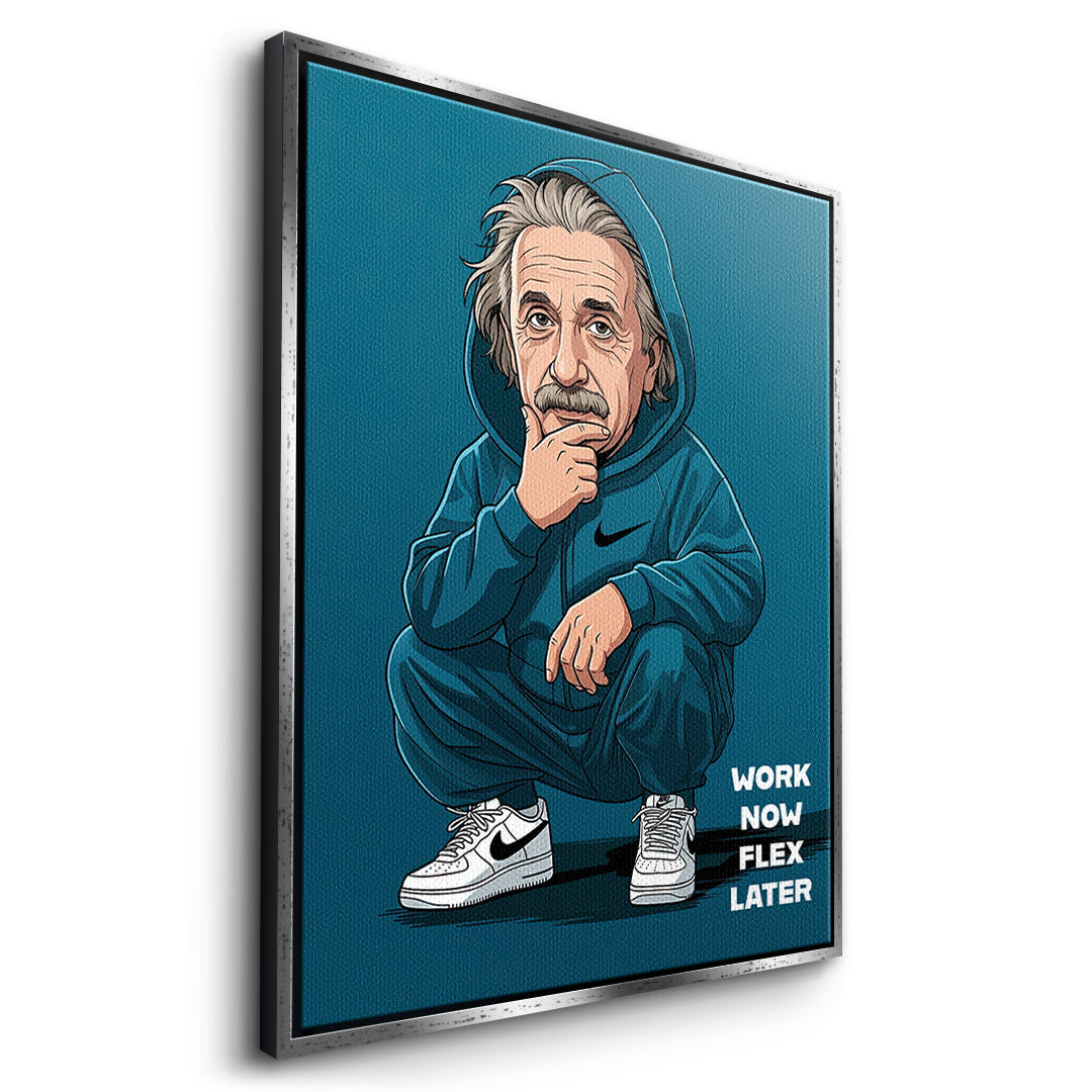 Einstein Swag Leinwandbild Seitenansicht Silber
