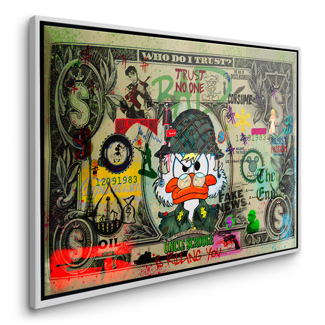 DOTCOMCANVAS TRUST NO ONE Leinwandbild Seitenansicht Weiß
