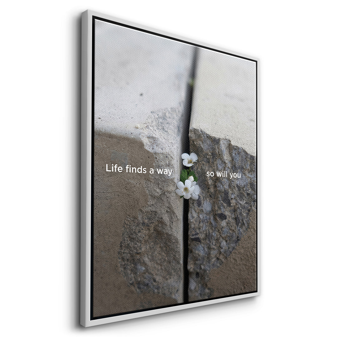 DOTCOMCANVAS Life finds a way Leinwandbild Seitenansicht weißer Rahmen