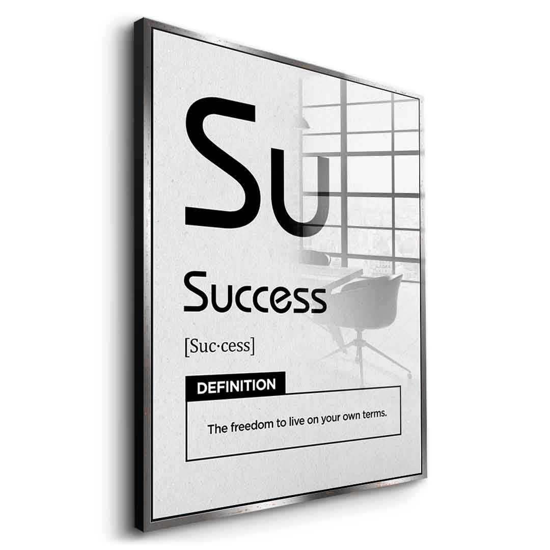 DOTCOMCANVAS® Success (Su) Acrylglasbild Version Weiß – Vorderansicht Ohne Rahmen