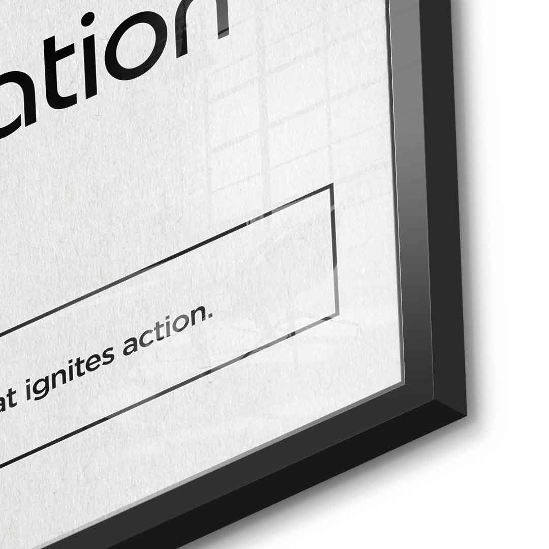 DOTCOMCANVAS® Motivation (Mo) Acrylglasbild Version Weiß – Detailansicht