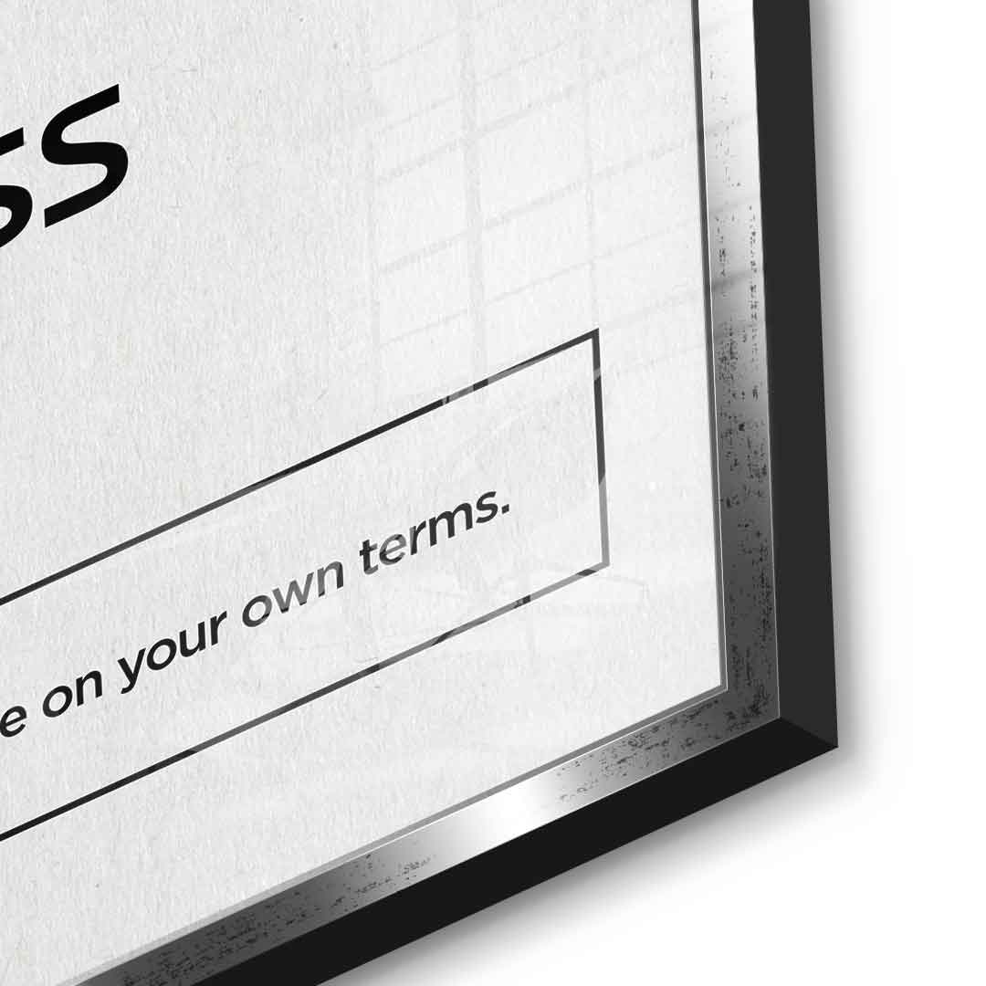 DOTCOMCANVAS® Success (Su) Acrylglasbild Version Weiß – Detailansicht