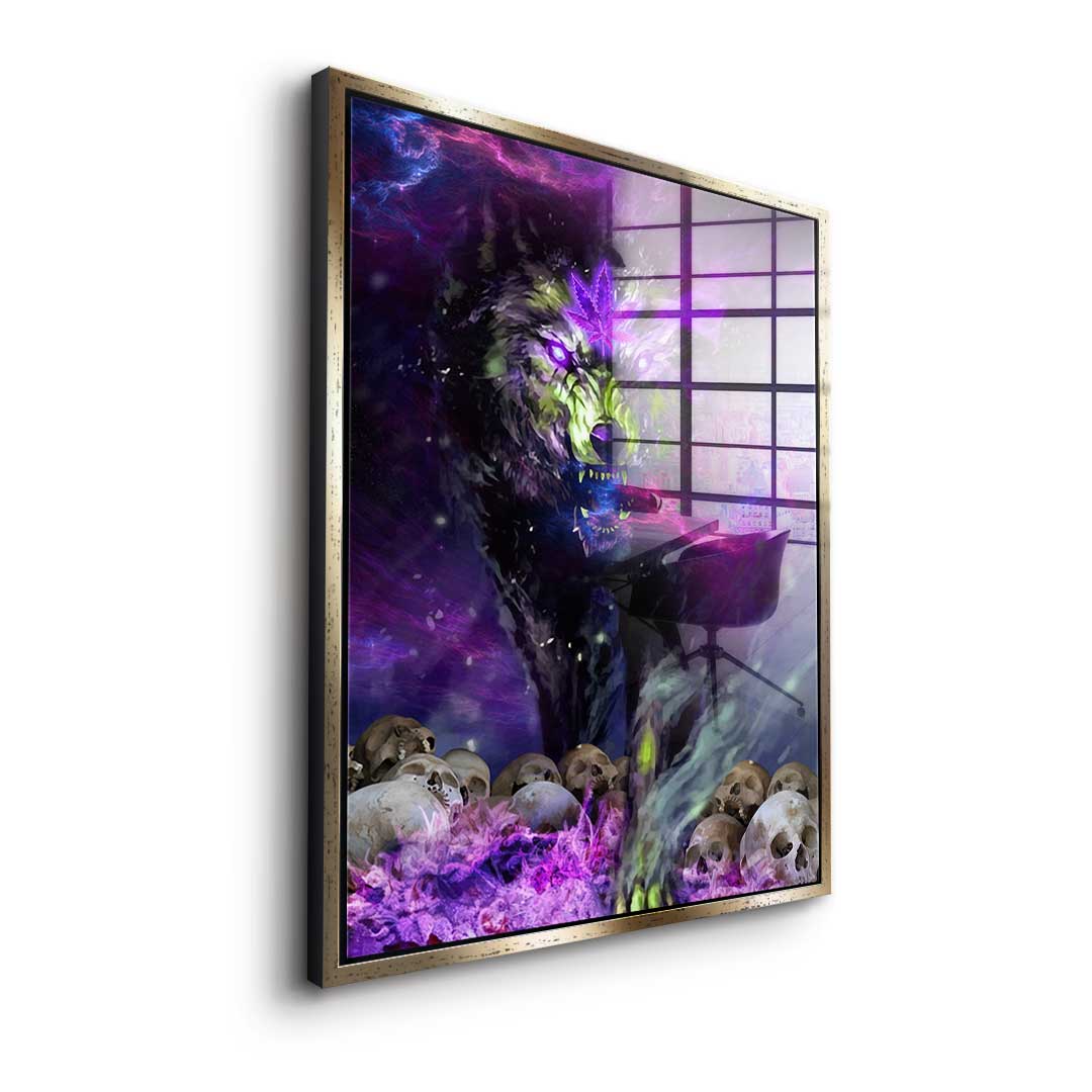 Acrylic glass picture Cannabis Wolf