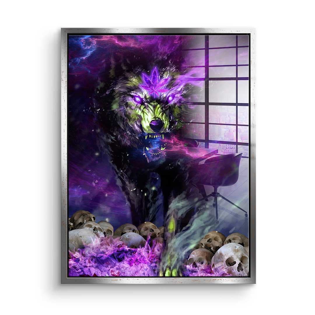 Acrylic glass picture Cannabis Wolf