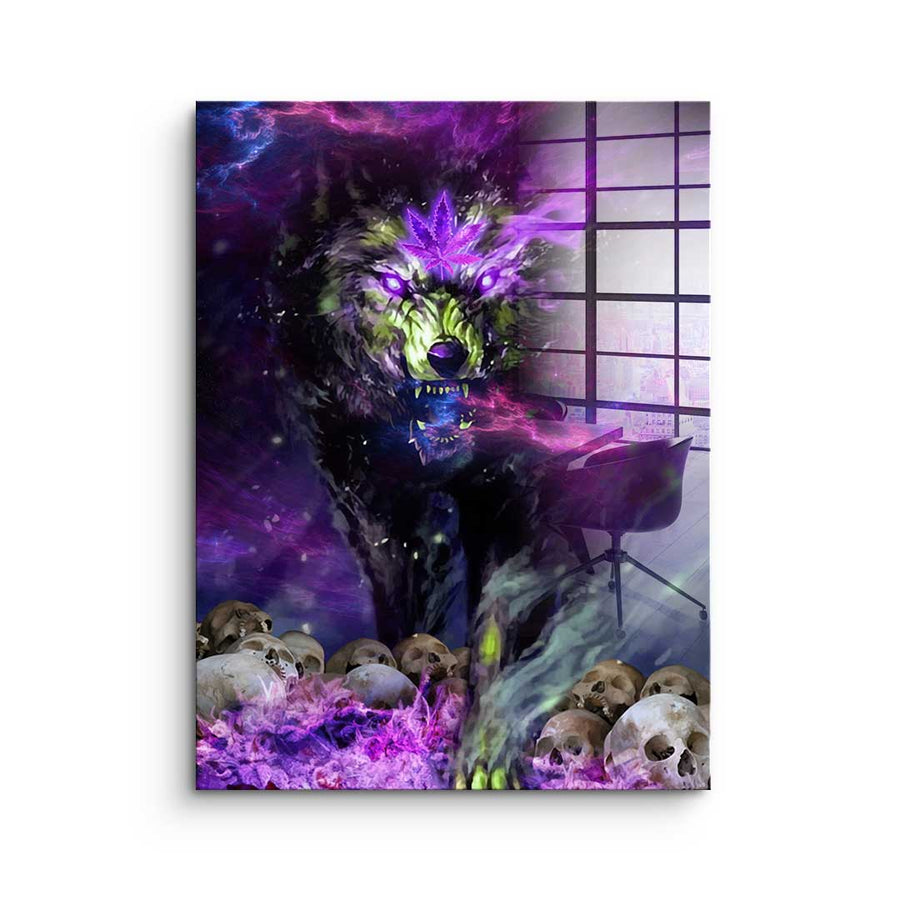 Acrylglasbild Cannabis Wolf