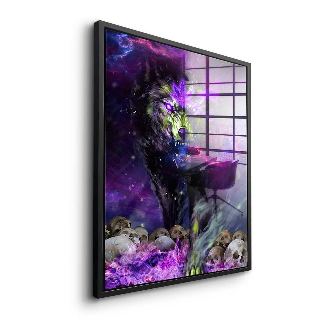 Acrylic glass picture Cannabis Wolf