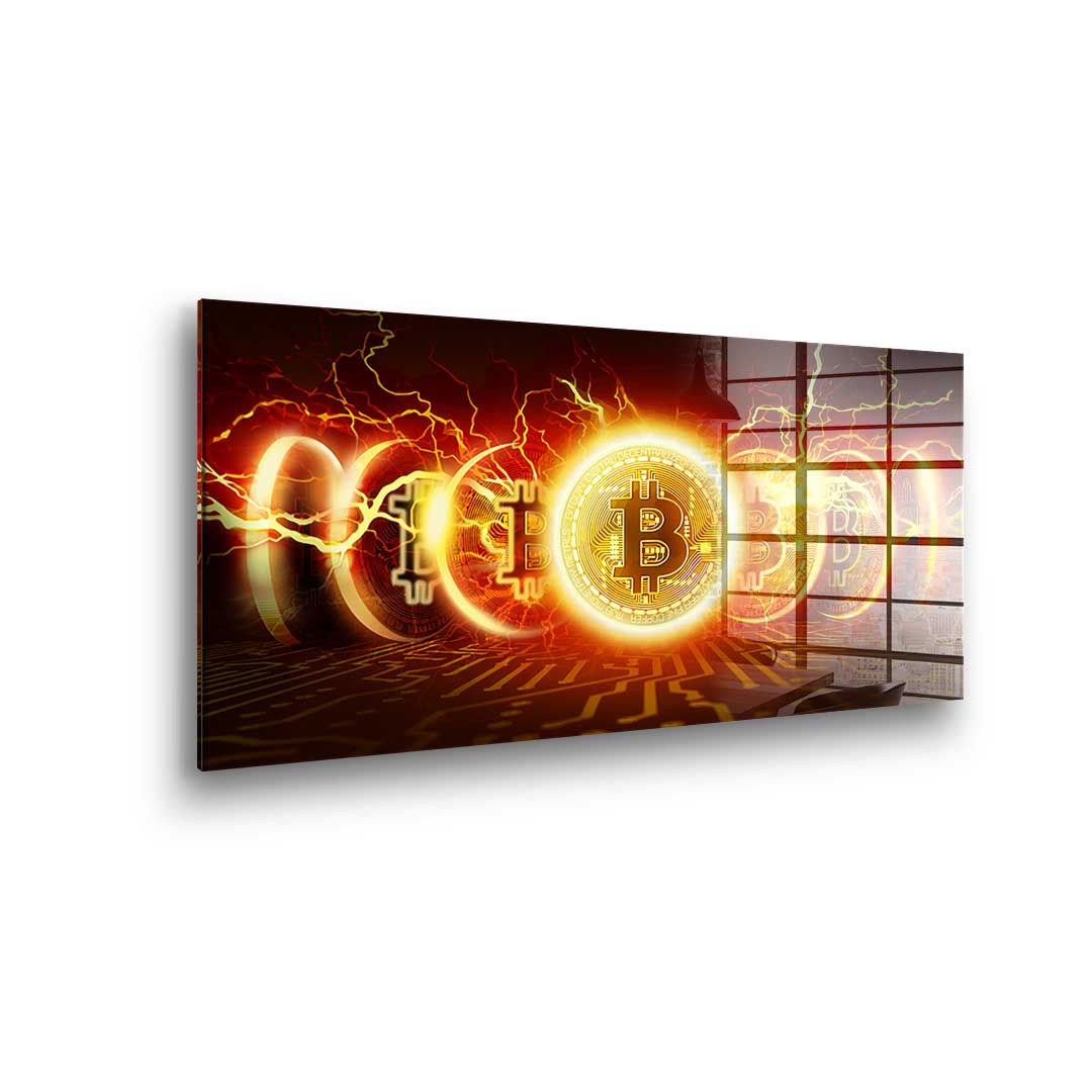 Wybuch Bitcoina — szkło akrylowe