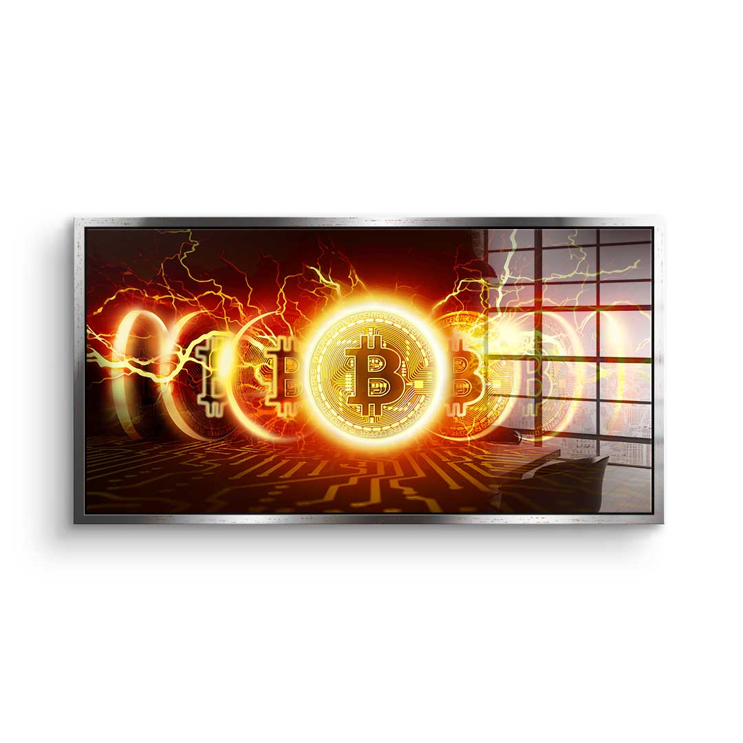 Wybuch Bitcoina — szkło akrylowe
