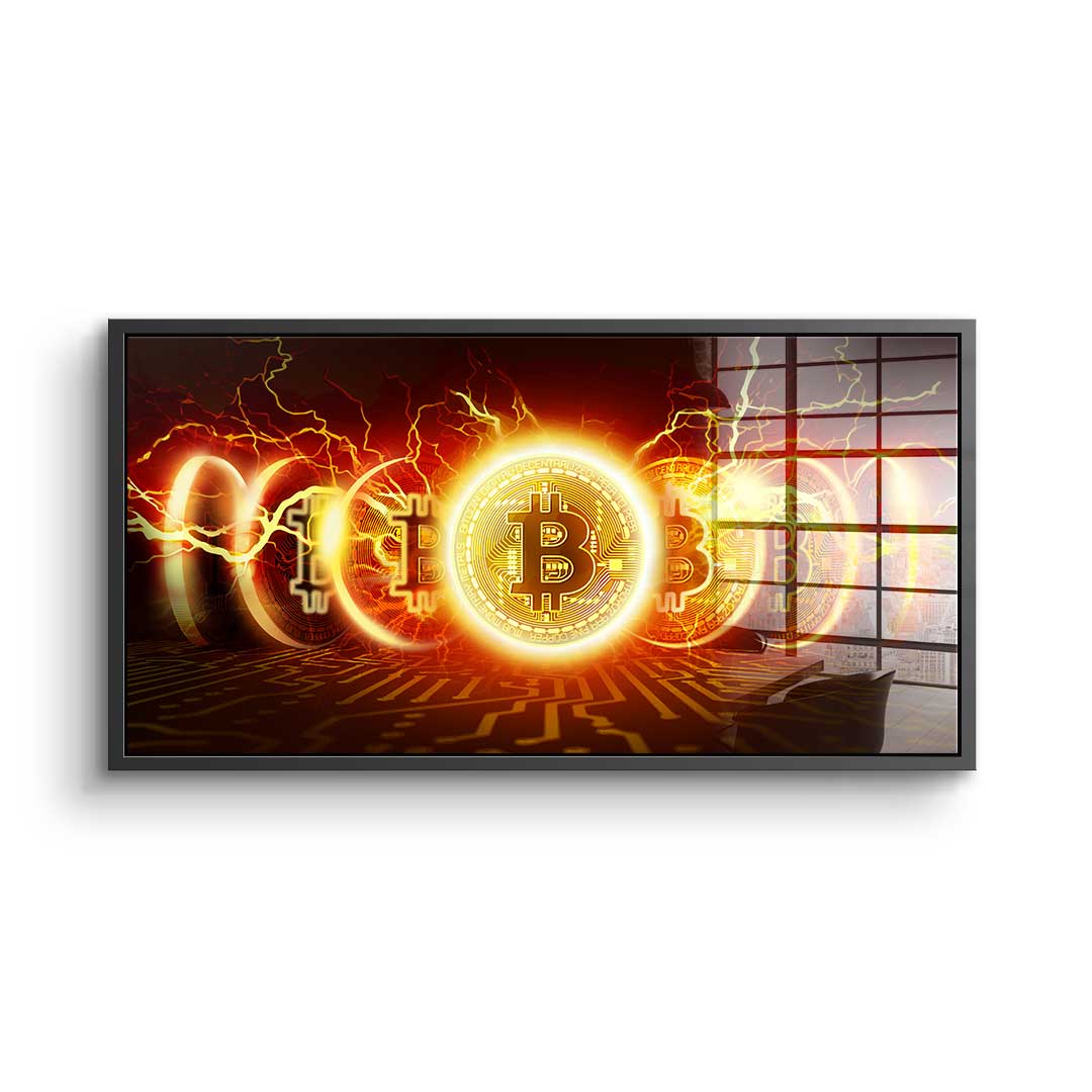 Wybuch Bitcoina — szkło akrylowe