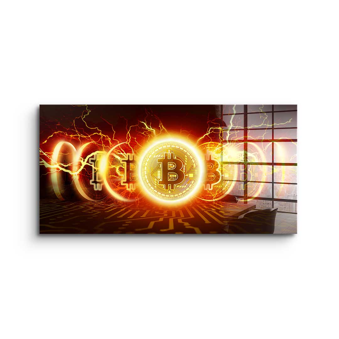 Wybuch Bitcoina — szkło akrylowe