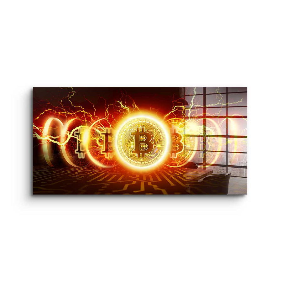 Wybuch Bitcoina — szkło akrylowe