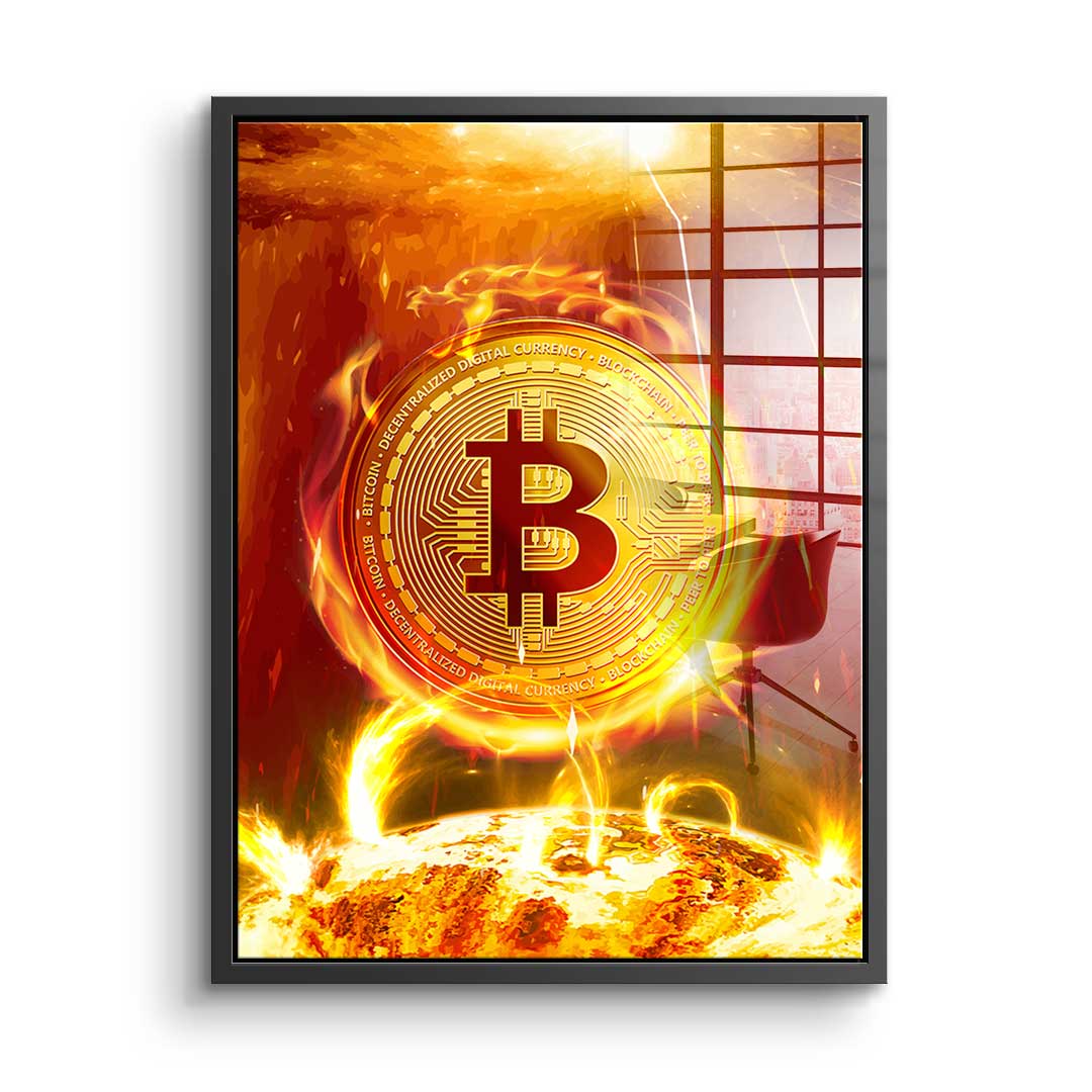 Bitcoin on Fire - Acrylic glass