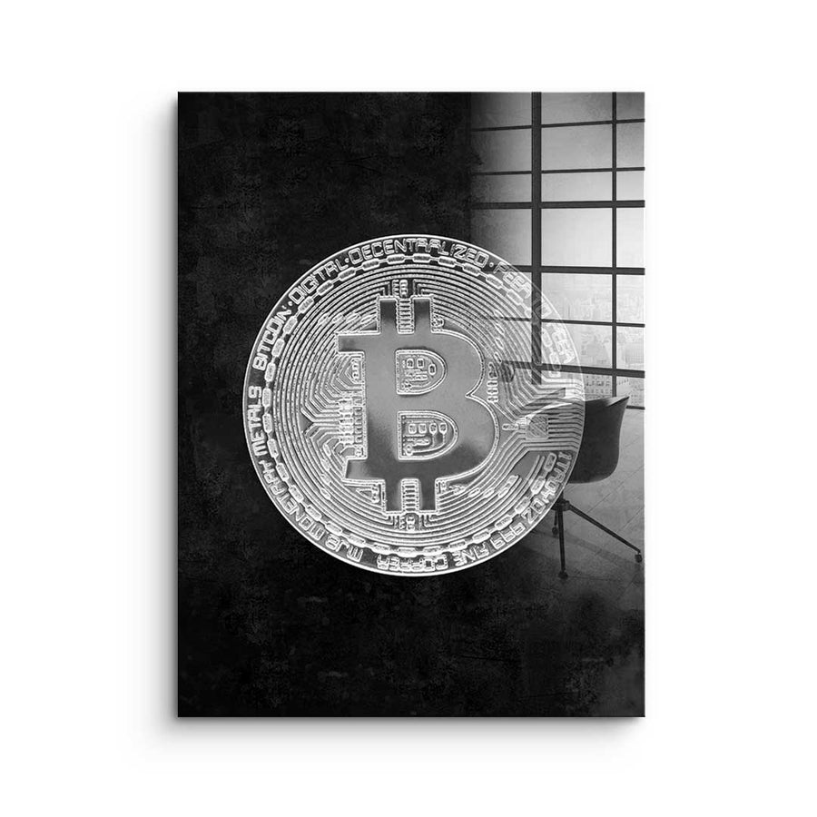Czarny Bitcoin - Szkło akrylowe