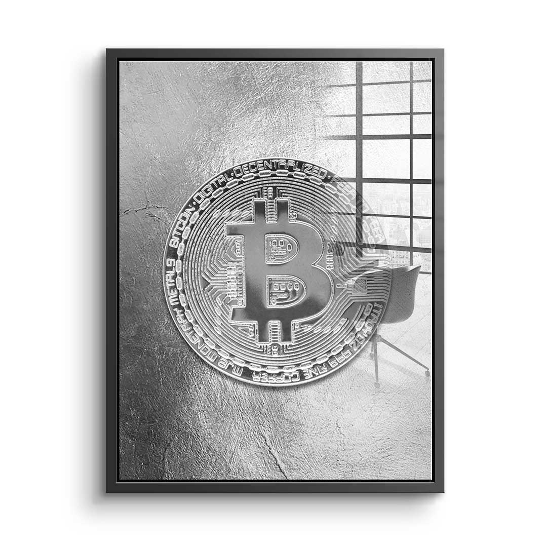 Srebrny Bitcoin - Szkło akrylowe