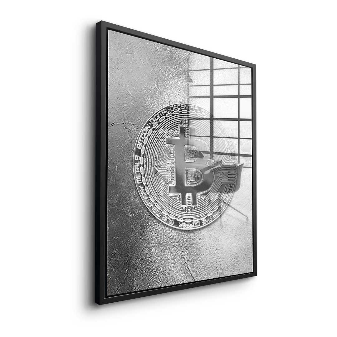 Srebrny Bitcoin - Szkło akrylowe