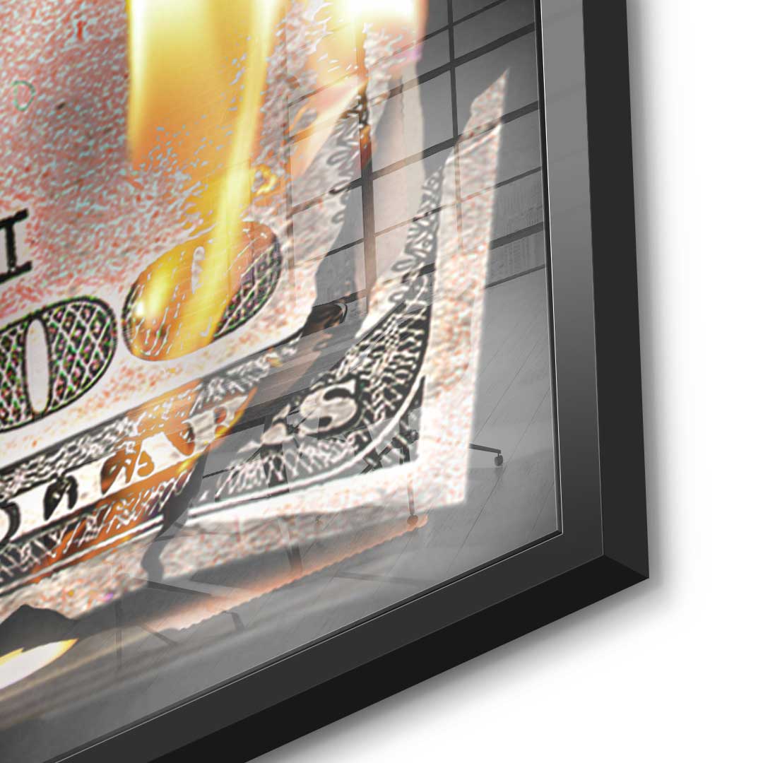 Burning Dollar Bill - Acrylglas