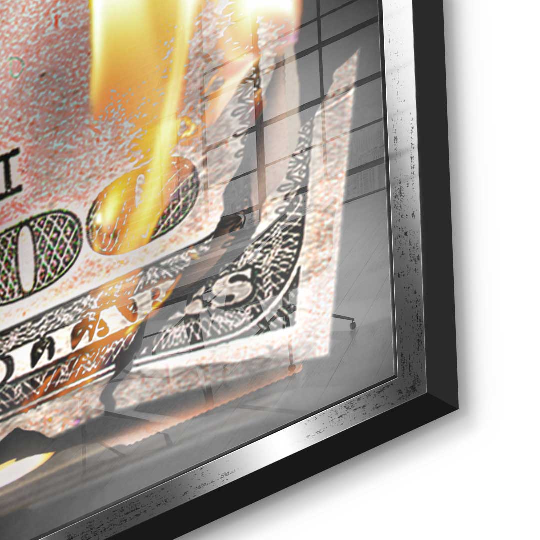 Burning Dollar Bill - Acrylglas