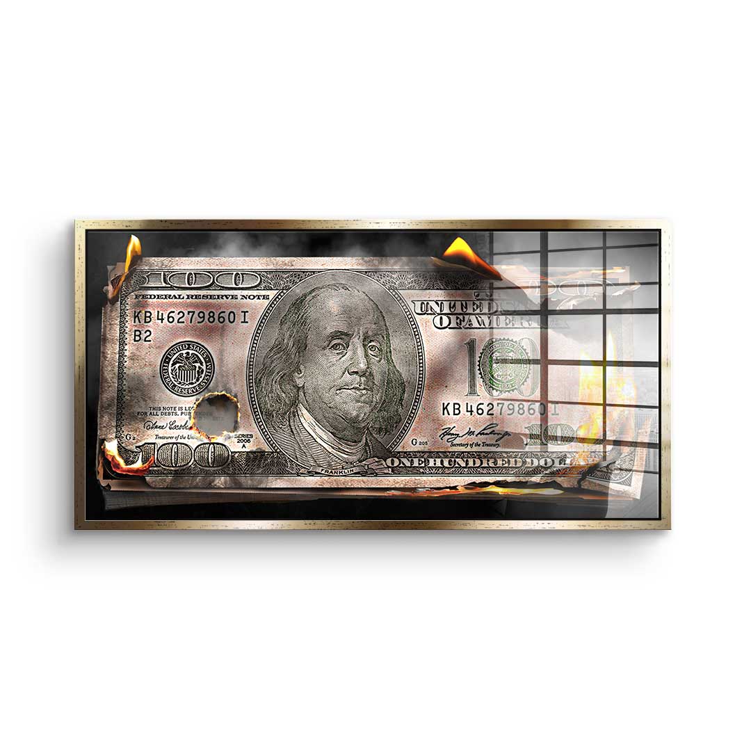 Burning Dollar Bill - Acrylglas