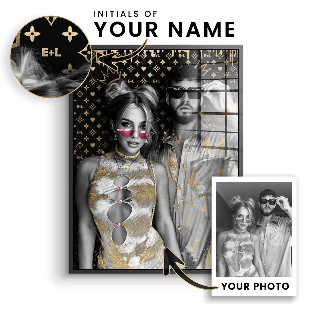 Unique piece - Couple Editable Art - Gold Leaf