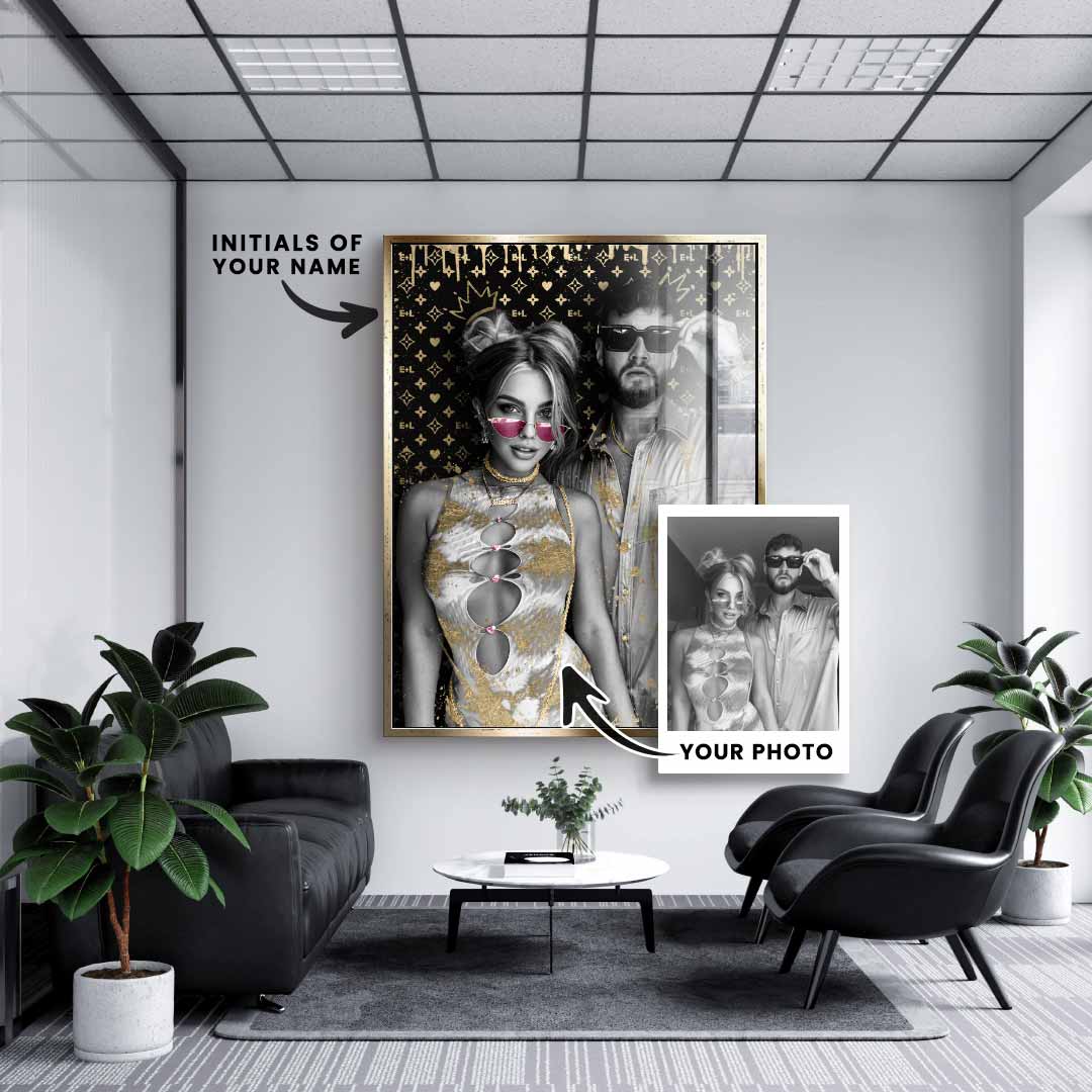 Unique piece - Couple Editable Art - Gold Leaf